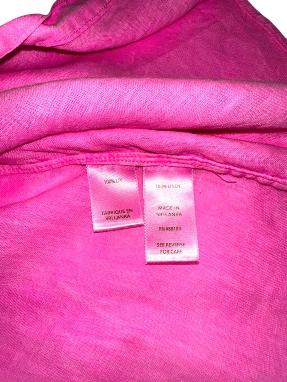 Lilly Pulitzer Sea View Linen Button Down Bright Pink Long Sleeve Shirt SMALL - Picture 5 of 7